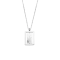Collier argenté avec pendentif rectangulaire soleil et pierres de zircone cubique - Collier Pendentif Rectangle Rayon de Soleil en Zircone Rotatif / Argenté