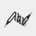 Adjustable wide woven shoulder strap with black and silver stripes and metal hooks - Width 5cm Length 110cm / Black Strap Gold Buckle