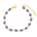 Pulsera de cadena dorada con eslabones de ojo turco y cierre de mosquetón ajustable - Azul