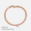 3mm width rose gold stainless steel flat snake chain bracelet for women elegant style - 3mm-19cm / Rose Gold