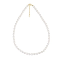 Adjustable S925 sterling silver necklace with white freshwater pearls in golden finish - Gold All-Pearl Style(GPN26)