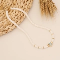 Handmade necklace with crystal shell beads and gold star evil eye pendant charm - Shell/Copper / 2# Shell Star Style