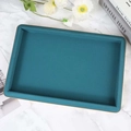Elegant rectangular emerald green jewelry tray with gold trim for necklaces and rings - Empty Tray Green