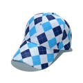 Classic baseball cap featuring a geometric blue and white diamond pattern on twill cotton - M (56-58cm) / Blue