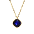 18K gold stainless steel necklace featuring a square blue zircon pendant for women - Square Zirconia (ZG225) / Dark Blue