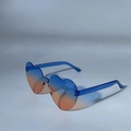 Lunettes de soleil cœur sans monture avec dégradé bleu-orange et branches transparentes - Dégradé Bleu-Orange