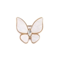 Elegant gold-tone butterfly brooch with white mother-of-pearl wings and marquise crystal - Butterfly (Style 1)