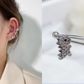Silver dinosaur cartilage stud set with sparkling cubic zirconia and moon star chain - EGD45 Full Pave Dinosaur