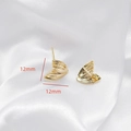 Pair of 14k gold-plated 12mm irregular heart square stud earrings on silk - 7# Shell Shape - 1 Pair