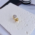 Detail of 18K gold-plated open ring with triangle crystal tips on a white background - Style 3-Double Triangle Zirconia