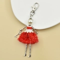 Detail of handmade doll keychain with red velvet dress and pearl head for handbags - 14-Red Plush Dress Girl
