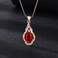 Elegant rose gold necklace featuring an oval red gemstone pendant with micro-pave accents - Pigeon Blood Red Tourmaline Necklace Xl-58 [comes With Box And Chain]