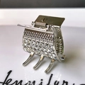 Sparkling silver metal hair claw clip with square hollow design and inlaid rhinestones - 5# Silver 3.2cm Rhinestone Claw Clip
