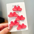 Set di cinque fermagli per capelli rossi a forma di cuore opaco su carta bianca - Set di 5 Cuore Rosso Rosa