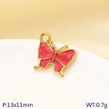 Ciondolo a farfalla in smalto rosa con bordo dorato per gioielli DIY 13x11mm - Farfalla Rosa (KLJ10229-ZLA)