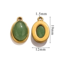 Oval green natural stone pendant with gold stainless steel frame for jewelry making - Large-Green