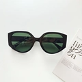 Modern black oversized hexagonal sunglasses with dark green lenses on a white background - Dark Green
