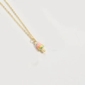 Minimalistische gouden ketting met kleurrijke ijsjes hanger van roze en blauw emaille lak - Ijsje
