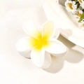 White plumeria flower hair claw clip with yellow gradient finish for sweet hairstyles - 8cm / Matte Gradient Creamy Yellow