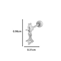 Silver geometric cartilage stud with kite and round cubic zirconia drop and ball back - 2# Silver - Kite Drop Style