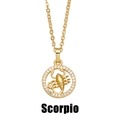 Collier signe du zodiaque Scorpion doré avec halo de cristaux sur une chaîne fine - Scorpion