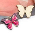 Rosa und lila Emaille Schmetterling Anhänger mit goldener Metallrückseite für DIY Schmuck - Roter Bedruckter Schmetterling (21x15 mm)