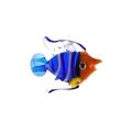 Blue and orange glass fish pendant with transparent fins for aquarium decoration - Style 26-Blue Orange White Striped Tropical Fish