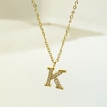 Ketting met letter K zirkoon hanger in verguld roestvrij staal voor dames - Letter K / Goud