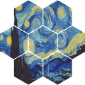 DIY diamond painting coasters set with Starry Night pattern on hexagonal tiles - BD888 Van Gogh Starry Night / No Holder / OPP Bag