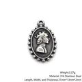 Vintage 316L stainless steel sun cross evil eye pendant in antique silver finish - Oval Portrait 4