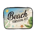 Waterproof PVC makeup bag with Beach Survival Kit print and black zipper closure - 006-Beach Panorama Print