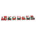 Red and green Christmas wooden train with Santa, snowmen, and trees for festive holiday decor - 8 Sections - Red Green Long Flagship