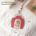 Decorazione natalizia a casetta in legno rosso con scritta XMAS e dettagli ghirlanda - Casetta Rossa XMAS (Stile B-LG18-777)