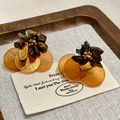 2511003b Yellow Seashell Flower Earrings