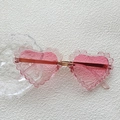 Rosa Herz-Sonnenbrille für Kinder mit transparentem Wellenrand-Gestell und Gläsern - Transparent Herz mit Wellenrand Rosa