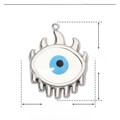 Detail showing 15mm x 20mm dimensions of the stainless steel enamel evil eye pendant - YE351 Oval Evil Eye Charm