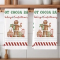 Gingerbread and candy pattern kitchen towels set for Christmas festive home decor - Gingerbread & Candy White (2pcs)
