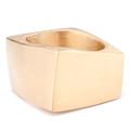 Anillo cuadrado geométrico de acero inoxidable dorado cepillado para moda masculina - US 7 / Dorado