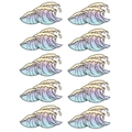 Detailed macro view of 10-piece gradient ocean wave embroidery patches for clothing decoration - Wave Combination (Style D) / Embroidery Patch Set