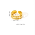 Detail of 18k gold plated stainless steel ring showing size 1.9cm width and 2.3g weight - Adjustable Open / Double Layer Chain Rope Ring (TYGR0112)