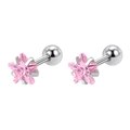 Boucles d'oreilles étoiles en cristal rose et acier inoxydable à vis arrière - 3mm Étoile Zircone Rose (Paire)