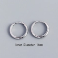 Minimalist s925 silver hoop earrings with 14mm inner diameter and polished finish - 14mm / White Gold