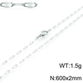 Zilveren glanzende lip ketting van 600mm lengte met een stevige karabijnsluiting - Zilveren Stijl (KN118243-Z)