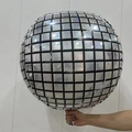 22-inch silver 4D disco ball balloon with metallic grid patterns and sparkle details - 22 Inch / Laser Silver
