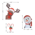 Detailed size specifications for Christmas reflective reindeer and snowman magnets - RFM004: Reindeer/Snowman/Candy Cane Stickers