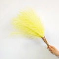 Hand holding a bouquet of 55cm yellow faux pampas grass in a boho style for decor - 53-55cm / Light Yellow