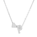Silver heart pendant necklace with initial P detail in polished metal finish - Letter P (10058)