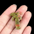 Unakite coconut tree pendant charm featuring natural green and reddish mottled textures - Unakite
