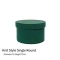 Knitted dark green round gift box with lid, size 22x13cm, for Christmas flower arrangements - Knitted Style - Green / 22*13cm