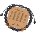 Tiger eye and matte stone beaded bracelet with inspirational gift card for grandson - To My Grandson (Card)